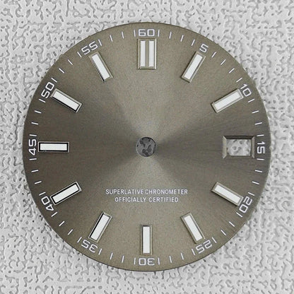 28.5mm double bar date window Watch Dial With Watch Hands Date Just Luminous Sunray Fit NH35 NH36 Watch Faces Automatic Movement - Tandorio Watches