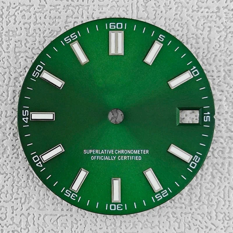 28.5mm double bar date window Watch Dial With Watch Hands Date Just Luminous Sunray Fit NH35 NH36 Watch Faces Automatic Movement - Tandorio Watches