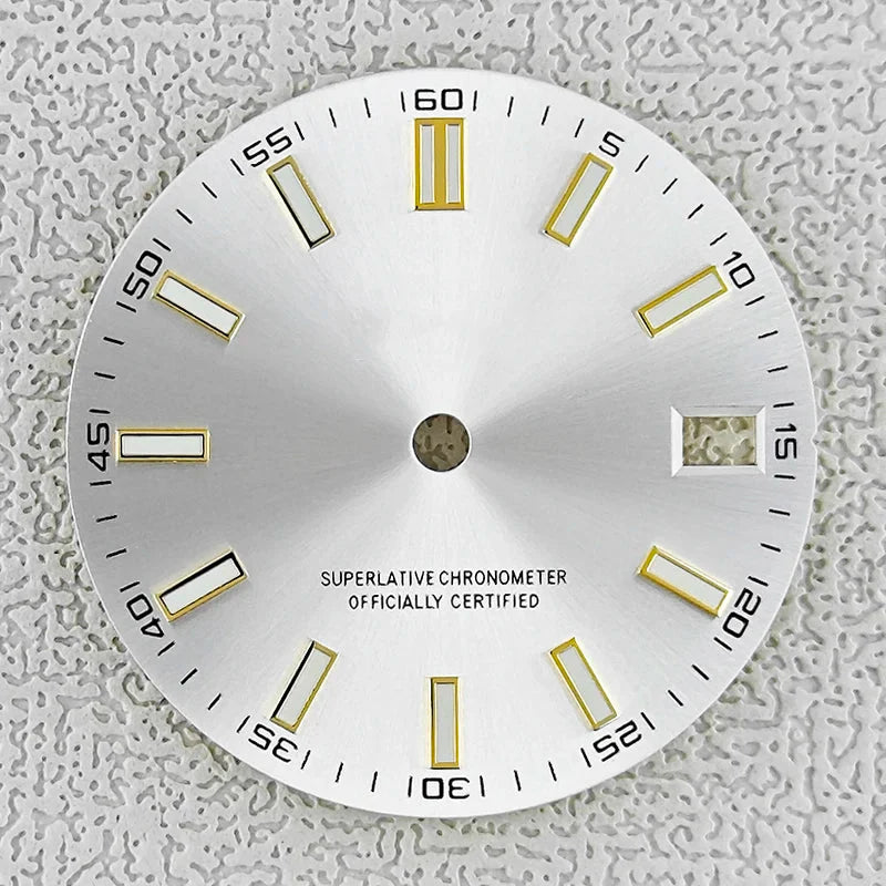 28.5mm double bar date window Watch Dial With Watch Hands Date Just Luminous Sunray Fit NH35 NH36 Watch Faces Automatic Movement - Tandorio Watches