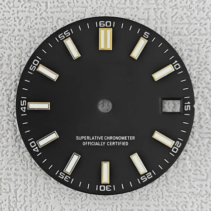 28.5mm double bar date window Watch Dial With Watch Hands Date Just Luminous Sunray Fit NH35 NH36 Watch Faces Automatic Movement - Tandorio Watches