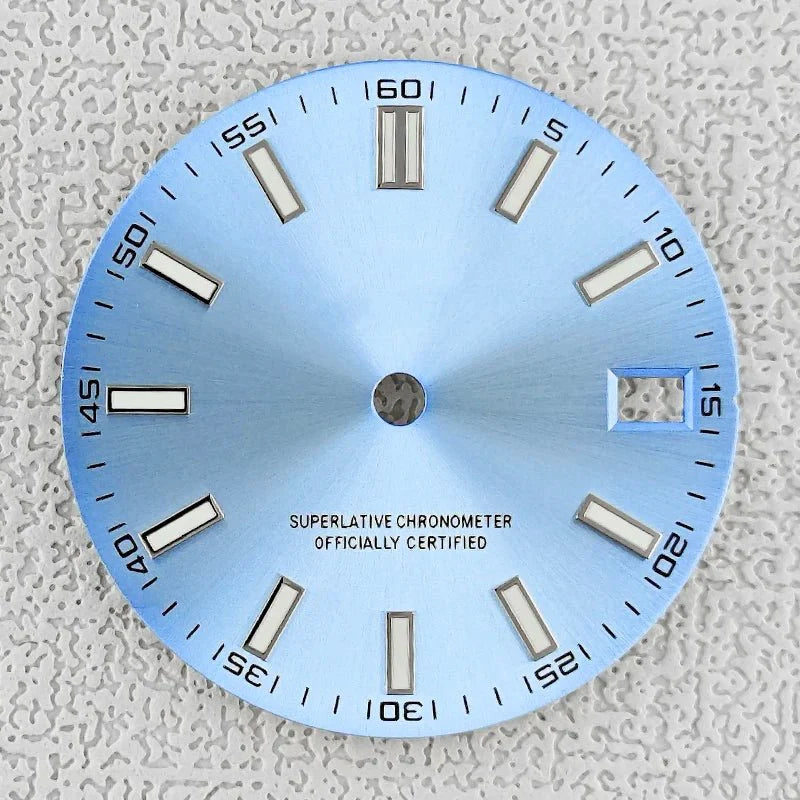 28.5mm double bar date window Watch Dial With Watch Hands Date Just Luminous Sunray Fit NH35 NH36 Watch Faces Automatic Movement - Tandorio Watches