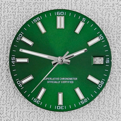 28.5mm double bar date window Watch Dial With Watch Hands Date Just Luminous Sunray Fit NH35 NH36 Watch Faces Automatic Movement - Tandorio Watches