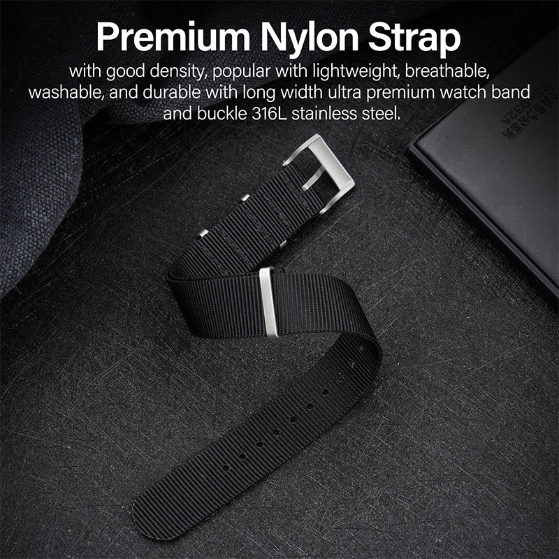 High Quality Nylon Watch Band Sandblast Buckle 19mm
