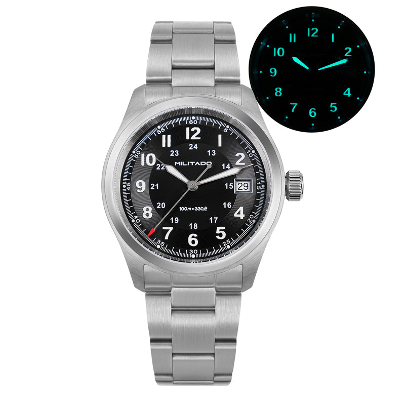 ★11.11 Sale★ Militado 38mm VH31 Retro Field Watch ML08