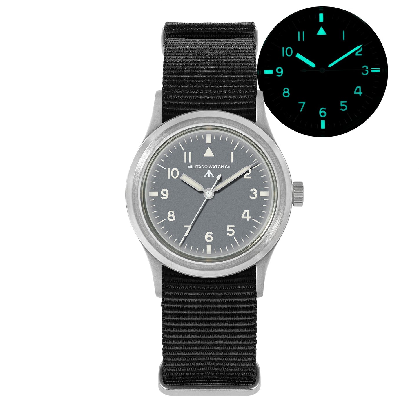 ★618 Big Sale★ Militado 36mm Sapphire Crystal Retro Military Watch VH31/VH65 ML14