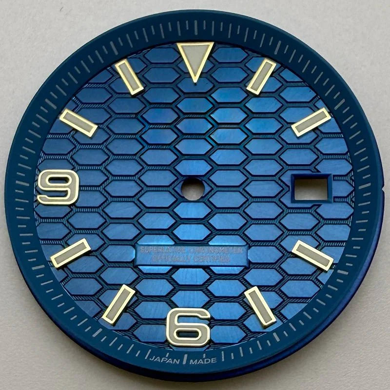 33.8mm NH35 Dial S Logo Gold Sterile Honeycomb Dial Suitable For NH35/NH36 Automatic Movement Vertical Lines Watch Accessories - Tandorio Watches