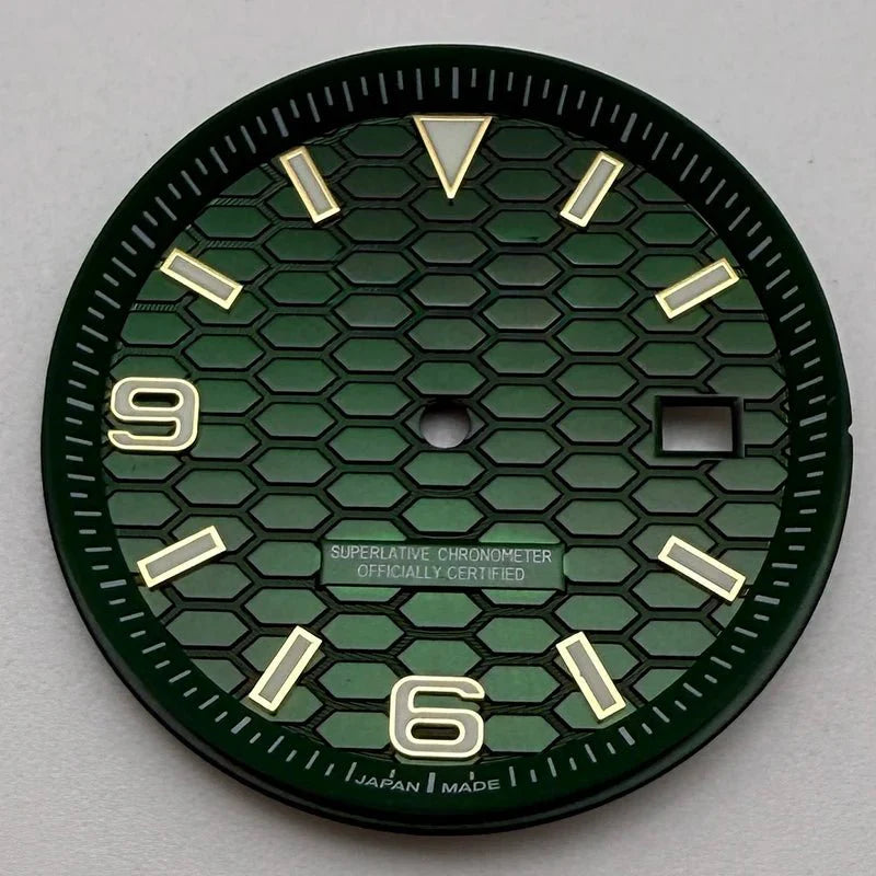 33.8mm NH35 Dial S Logo Gold Sterile Honeycomb Dial Suitable For NH35/NH36 Automatic Movement Vertical Lines Watch Accessories - Tandorio Watches