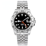 Fixed Bezel GMT Watch 39mm Wristrull G301 NH34 Automatic Watch Date 24H Sapphire Luminous 10Bar
