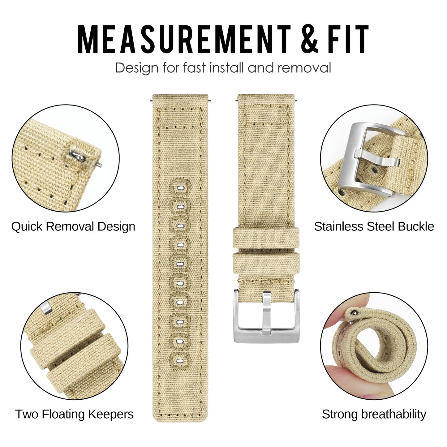 New Arrival Canvas Watch Strap Vintage Watch band 20mm 22mm