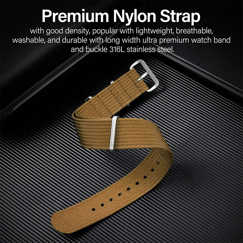 High Quality Nylon Watch Band Sandblast Buckle 19mm