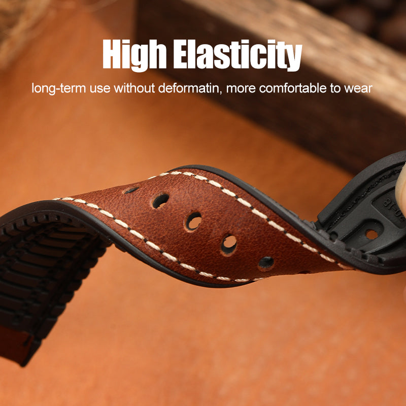 Premium Quality Leather-Fluorine Watch Bands Vintage Strap 20mm 22mm