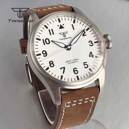 43mm Tandorio Big Pilot Watch TD144B NH35 PT5000 Automatic 20BAR Sapphire Luminous - Tandorio Watches