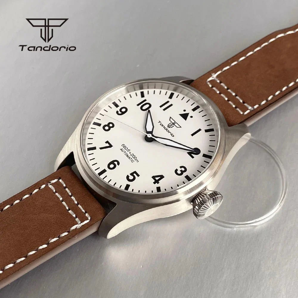 43mm Tandorio Big Pilot Watch TD144B NH35 PT5000 Automatic 20BAR Sapphire Luminous - Tandorio Watches