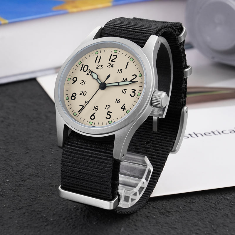 ★618 Big Sale★ Militado VH31 Vintage Military Watch ML05 Cream Dial