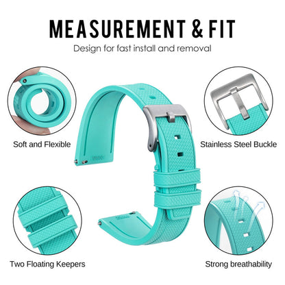 Militado FKM Rubber Watchband  Herringbone Textured  Watch Strap20mm 22mm