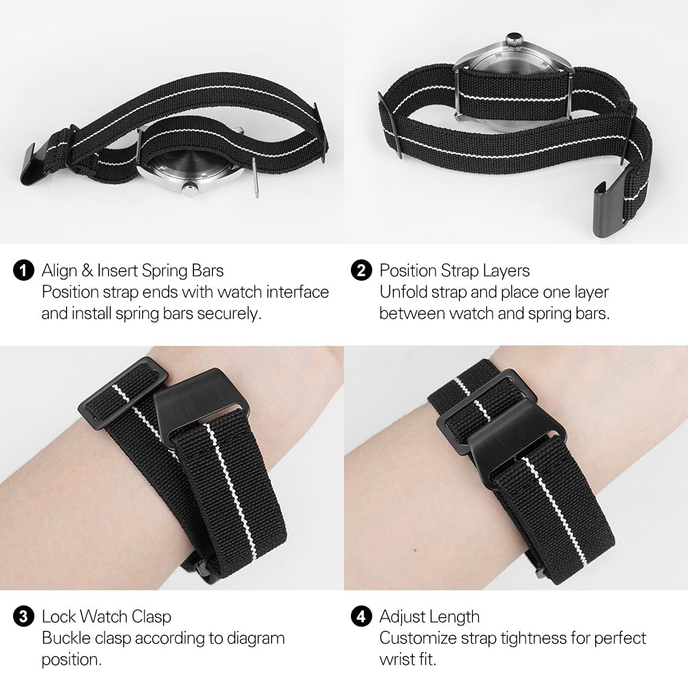 Militado Elastic Nylon Watch Band Military Watch Strap Men Outdoors Sport 20mm 22mm