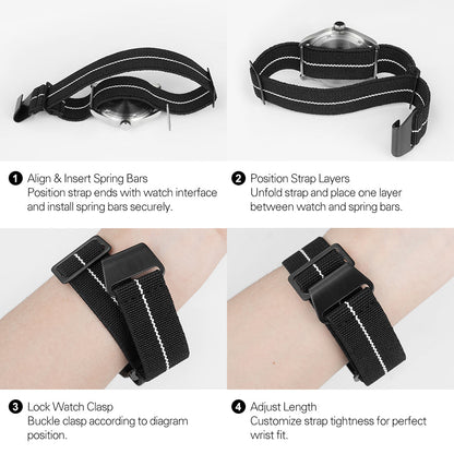 Militado Elastic Nylon Watch Band Military Watch Strap Men Outdoors Sport 20mm 22mm