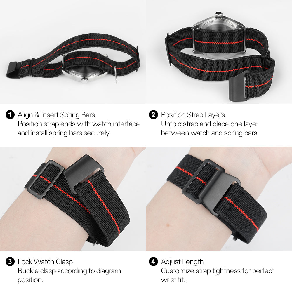 Militado Elastic Nylon Watch Band Military Watch Strap Men Outdoors Sport 20mm 22mm