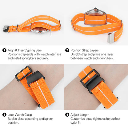 Militado Elastic Nylon Watch Band Military Watch Strap Men Outdoors Sport 20mm 22mm