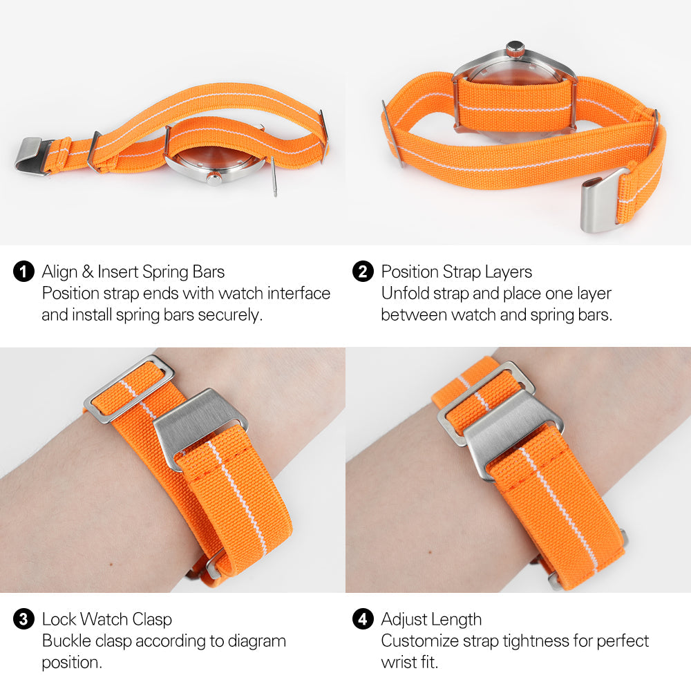 Militado Elastic Nylon Watch Band Military Watch Strap Men Outdoors Sport 20mm 22mm