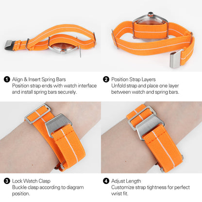 Militado Elastic Nylon Watch Band Military Watch Strap Men Outdoors Sport 20mm 22mm