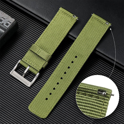 Leather Accented Canvas Nylon Watch Band 20mm/22mm