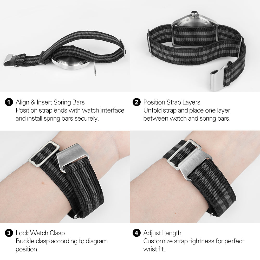 Militado Elastic Nylon Watch Band Military Watch Strap Men Outdoors Sport 20mm 22mm