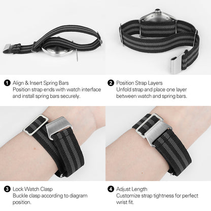 Militado Elastic Nylon Watch Band Military Watch Strap Men Outdoors Sport 20mm 22mm