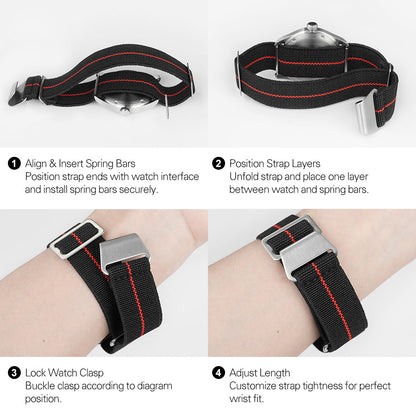 Militado Elastic Nylon Watch Band Military Watch Strap Men Outdoors Sport 20mm 22mm