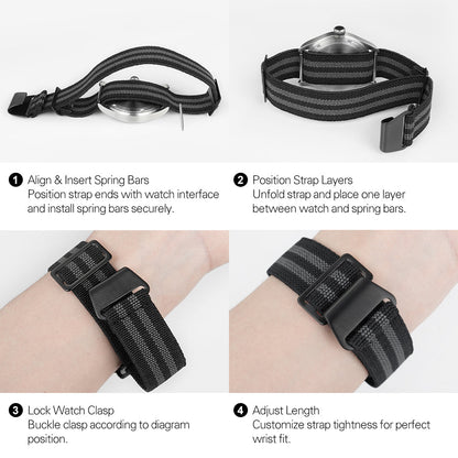 Militado Elastic Nylon Watch Band Military Watch Strap Men Outdoors Sport 20mm 22mm