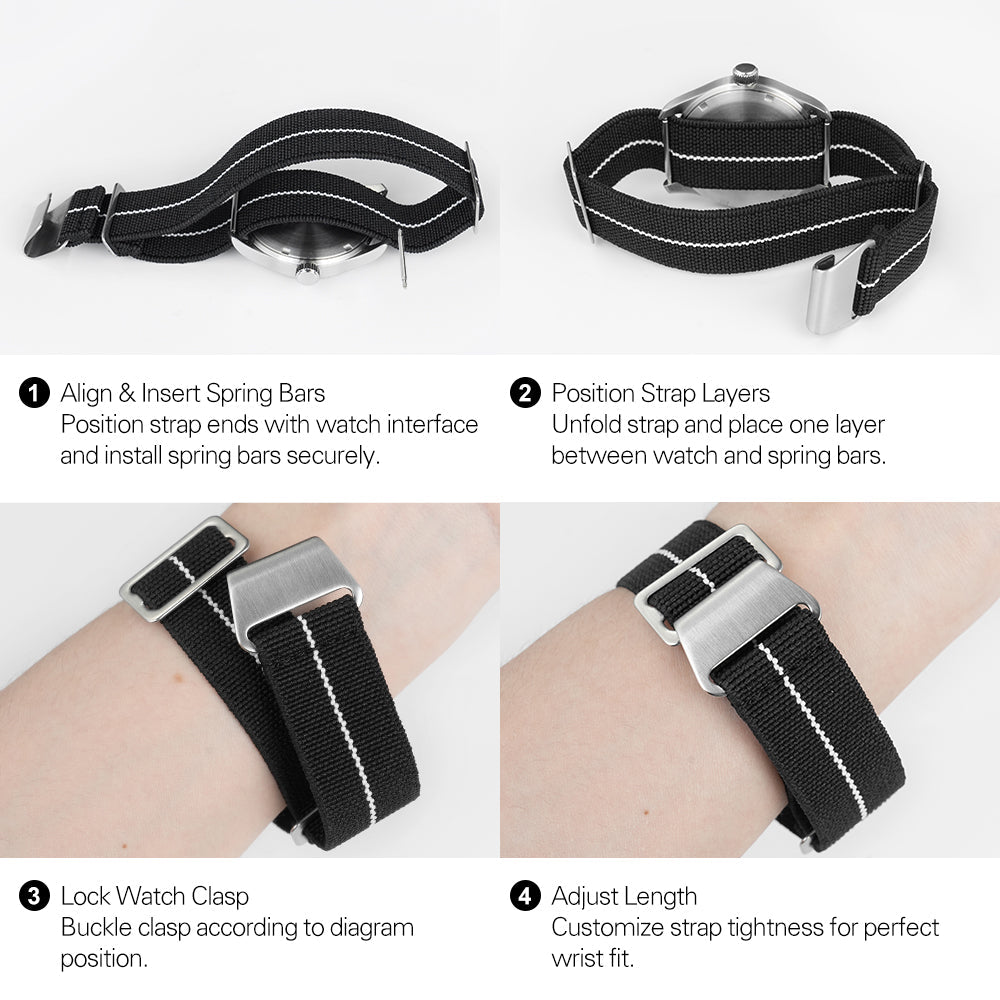 Militado Elastic Nylon Watch Band Military Watch Strap Men Outdoors Sport 20mm 22mm