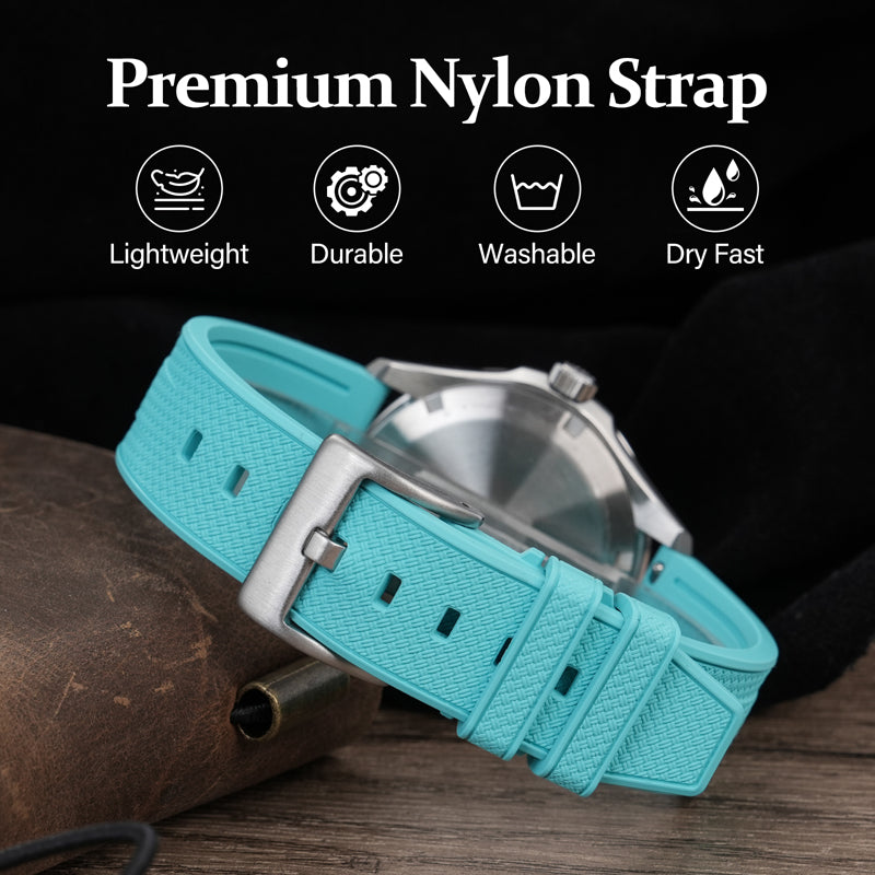 Militado FKM Rubber Watchband  Herringbone Textured  Watch Strap20mm 22mm