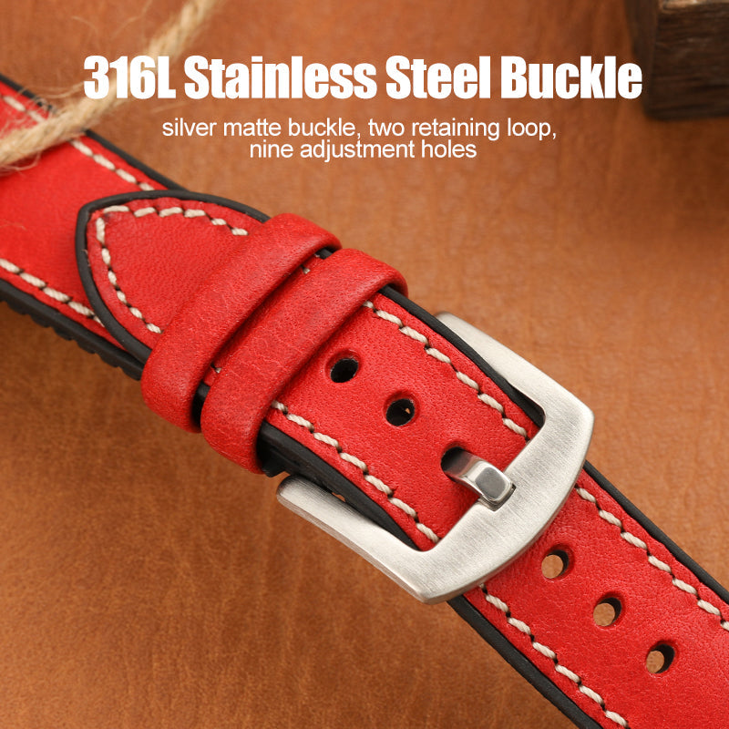 Premium Quality Leather-Fluorine Watch Bands Vintage Strap 20mm 22mm