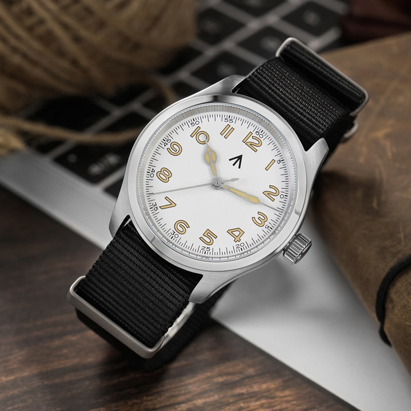 ★11.11 Sale★Militado VH31 38mm Sapphire Crystal Field Watch ML08 White Dial