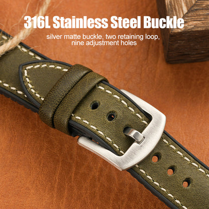 Premium Quality Leather-Fluorine Watch Bands Vintage Strap 20mm 22mm