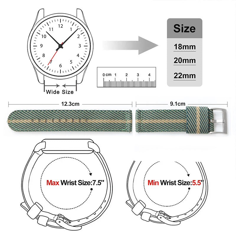 Militado Nylon Canvas Strap Watchband 20mm