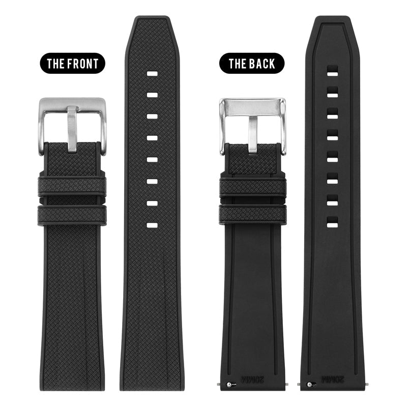 Militado FKM Rubber Watchband  Herringbone Textured  Watch Strap20mm 22mm