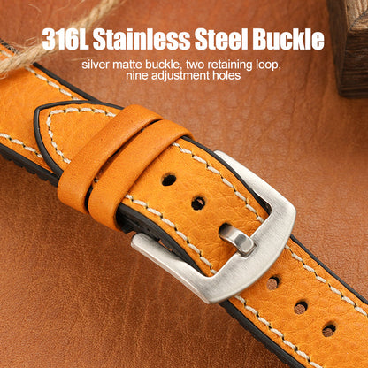 Premium Quality Leather-Fluorine Watch Bands Vintage Strap 20mm 22mm