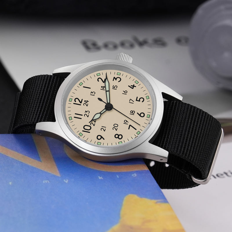 ★618 Big Sale★ Militado VH31 Vintage Military Watch ML05 Cream Dial