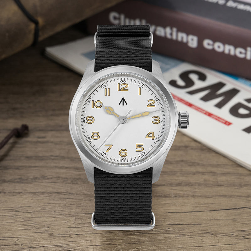 ★11.11 Sale★Militado VH31 38mm Sapphire Crystal Field Watch ML08 White Dial