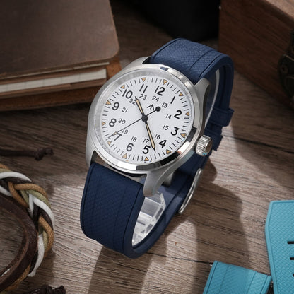 Militado FKM Rubber Watchband  Herringbone Textured  Watch Strap20mm 22mm