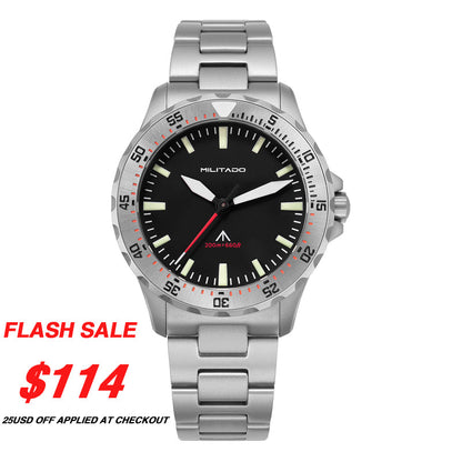 ★Hot Selling★Militado 39mm Dive Watch Sapphire Crystal Military Watch ML16