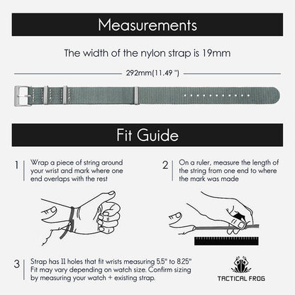High Quality Nylon Watch Band Sandblast Buckle 19mm
