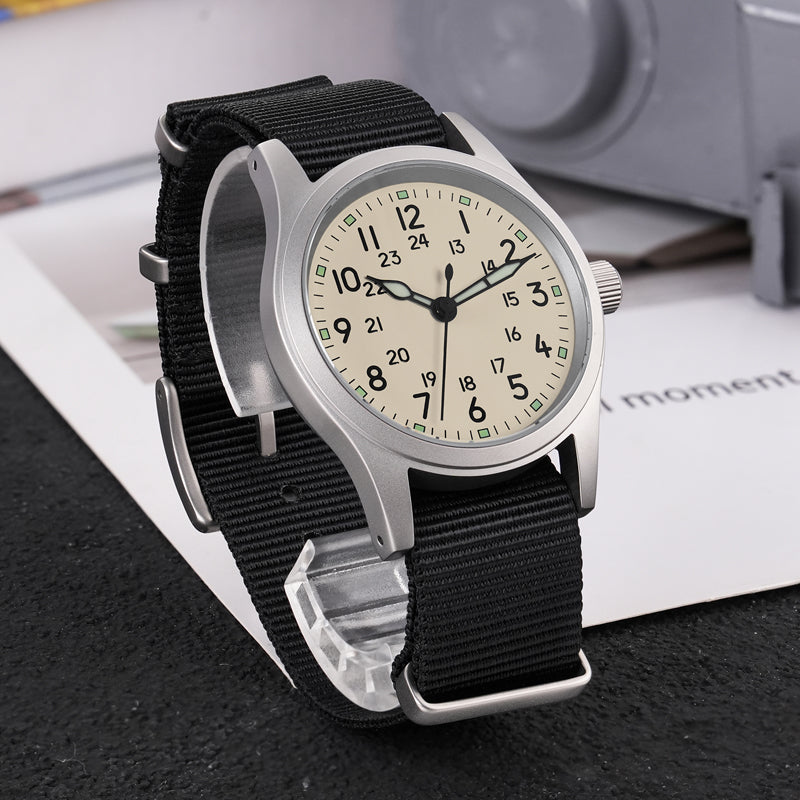 ★618 Big Sale★ Militado VH31 Vintage Military Watch ML05 Cream Dial