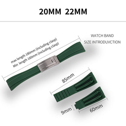 Cut-to-Size TPU Rubber Watch Band 20mm 22mm Buckle Optional