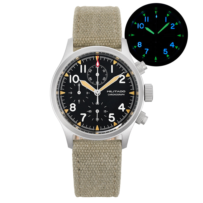 Militado 39mm Retro Chronograph Watch Military Watch ML1868