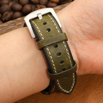 Premium Quality Leather-Fluorine Watch Bands Vintage Strap 20mm 22mm