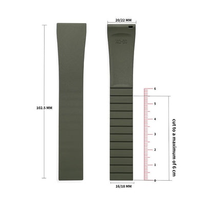 Cut-to-Size FKM Rubber Watch Strap 18mm/20mm/21mm/22mm