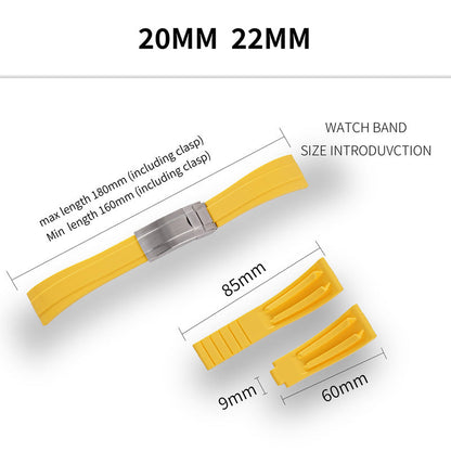Cut-to-Size TPU Rubber Watch Band 20mm 22mm Buckle Optional