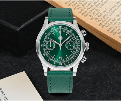 San Martin Men Quartz Watch VK64 Chronograph 38mm SN0101  Sapphire Glass Quick Release Strap 5bar